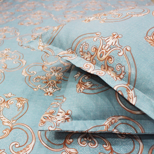 Damask 210 TC Fitted Bedsheet -  Blue