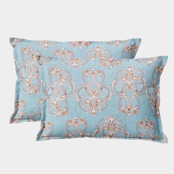 Printed Damask Set of 2 Pcs Pillow Cover - Blue