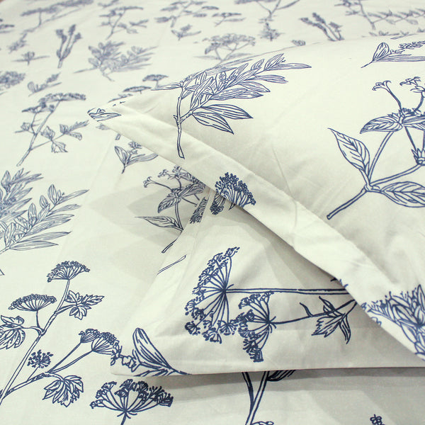 Floral 210 TC Fitted bedsheet -  Cream