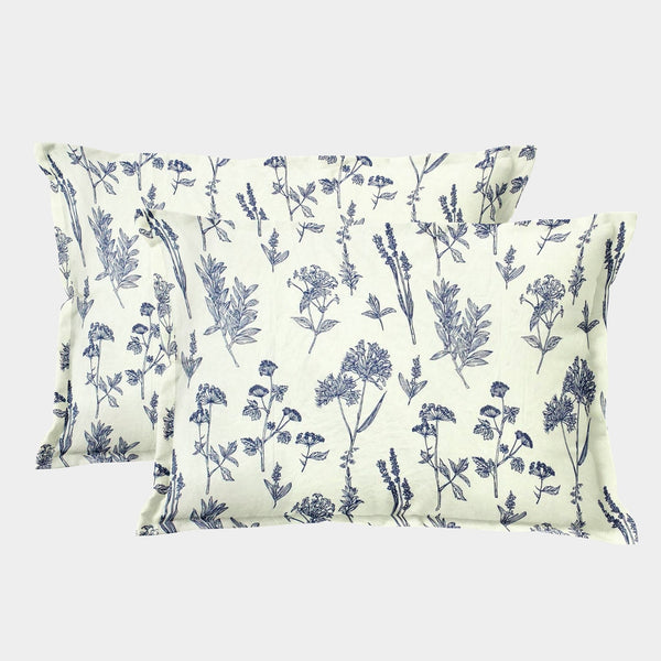 Printed Floral Set of 2 Pcs Pillow Cover - Cream