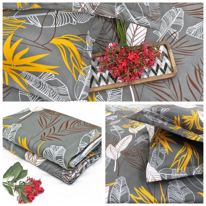 Grey Festive Collection Floral Dohar Bedsheet Set (4 Pc) online in India