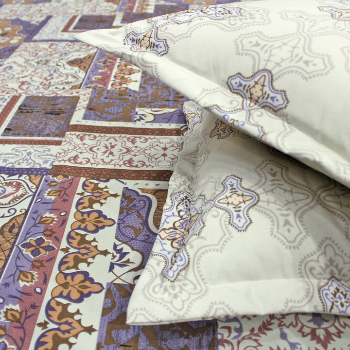 Geometrical Cotton Flat Bedsheet(300 TC) -Multicolor online in India