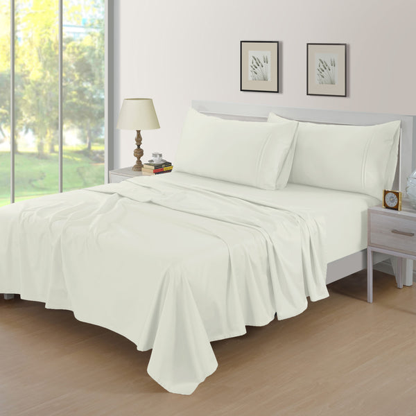 Plain 400 TC Cotton Satin Flat Bedsheet - White