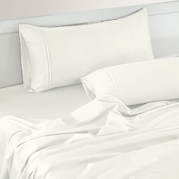 Plain 400 TC Cotton Satin Flat Bedsheet - White