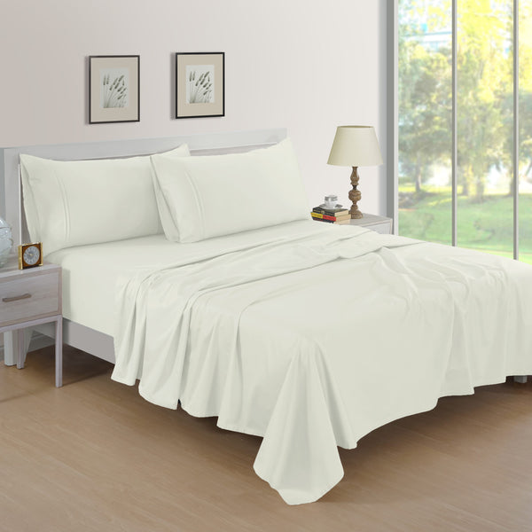 Plain Cotton Satin 400 TC Fitted Bedsheet - White