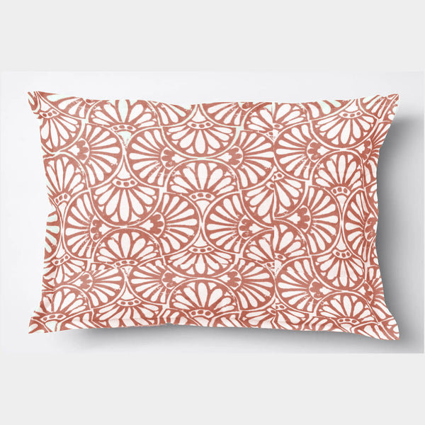 Printed Floral 2 Pcs Cotton Pillow Cover Set - Peach