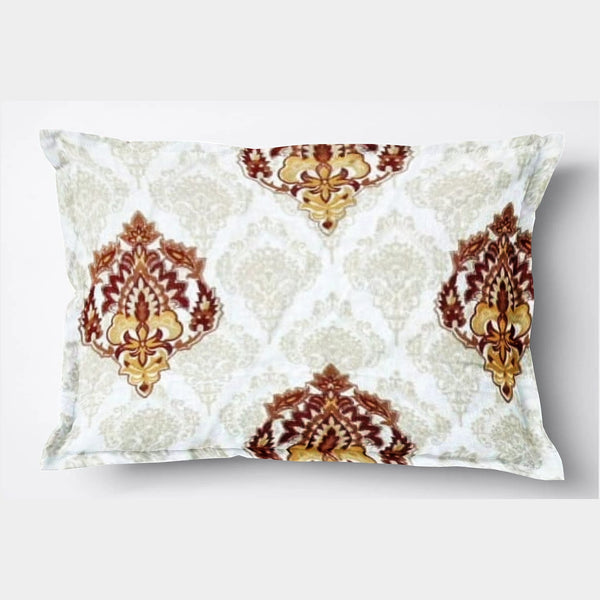 Printed Damask 2 Pcs Cotton Pillow Cover Set - Maroon