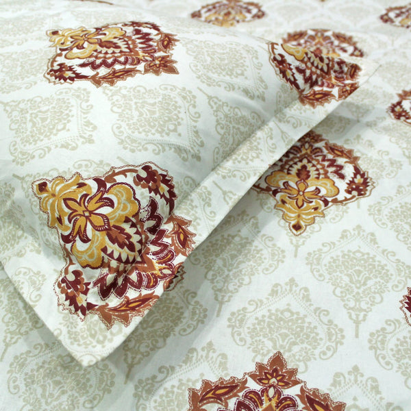 Printed Cotton Floral 144 TC Bedsheet - Maroon