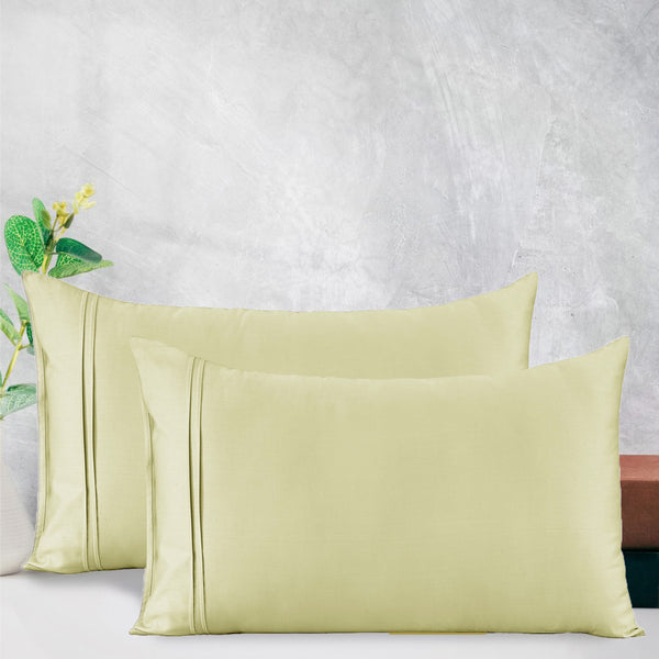 Cotton Satin 400 TC Designer Pillow Covers, Khaki