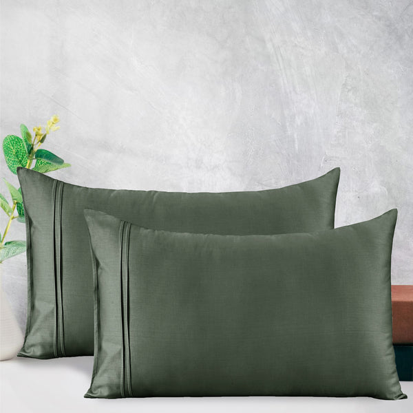 Cotton Satin 400 TC Designer Pillow Covers, Dark Grey