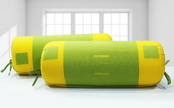 ALPHA Woven Cotton 2 Pcs Bolster Cover set - Green