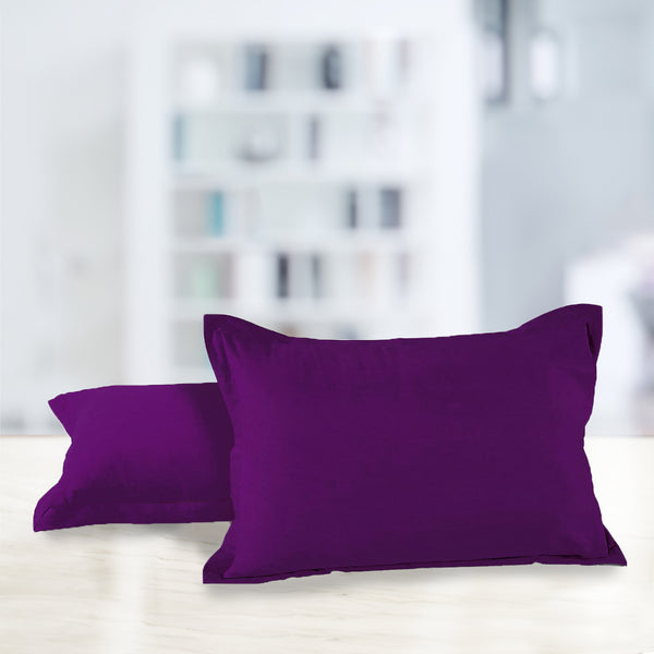 Soft 210 TC Plain Cotton Pillow Cover Set In Dark Purple Online In India(2 Pcs)