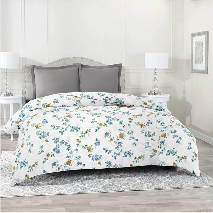 Comfy 250 TC Blue Floral Print Cotton Duvet Cover online in India 