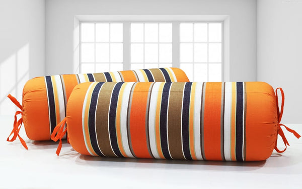 ALPHA Woven Cotton Stripes 2 Pcs Bolster Cover set - Multicolor