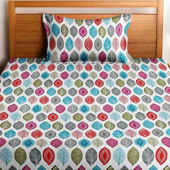 Soft Cotton Digital Print Single Fitted Bedsheet For Kids In Orange