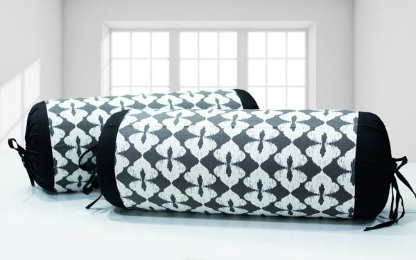 ALPHA Woven Cotton 2 Pcs Bolster Cover set - Black