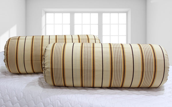 Stylish Stripes Woven Cotton Bolster Cover set (2 Pcs) online in India