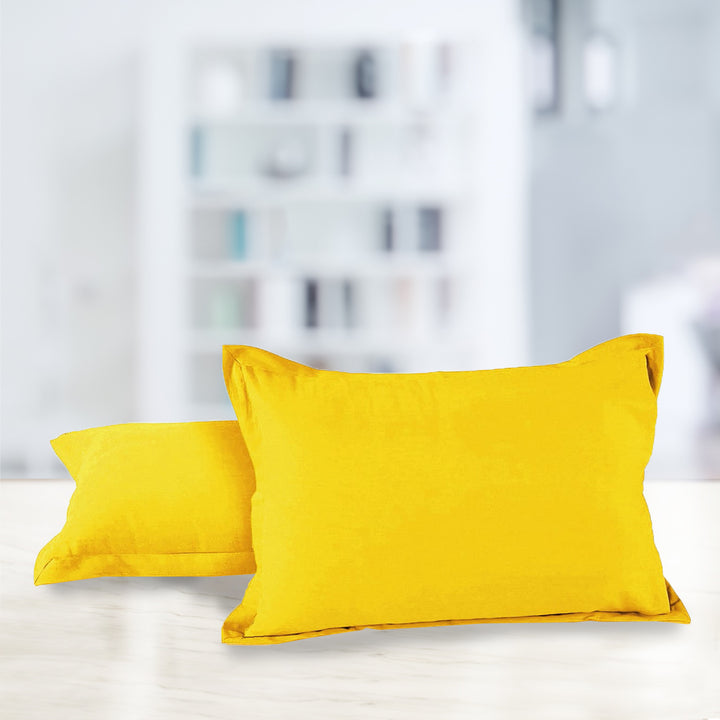 Soft 210 TC Plain Cotton Pillow Cover Set in Yellow online in India(2 Pcs)