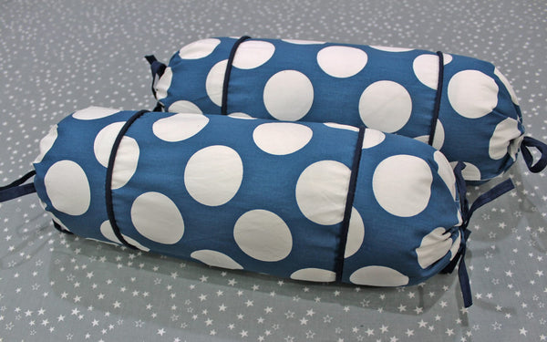 MELANGE 100% Cotton Baby Bolster Cover (with Bolster Insert), Blue