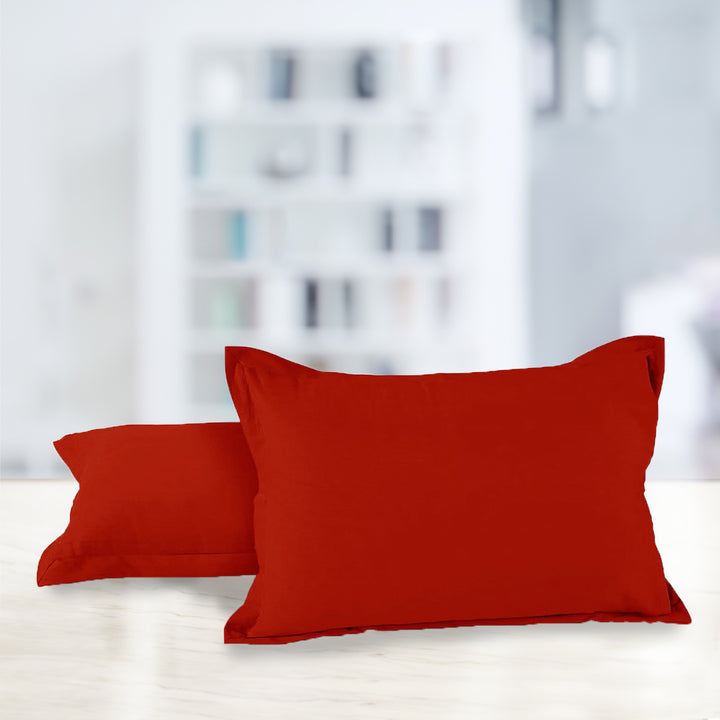 Soft 210 TC Plain Cotton Pillow Cover Set In Maroon Online In India(2 Pcs)