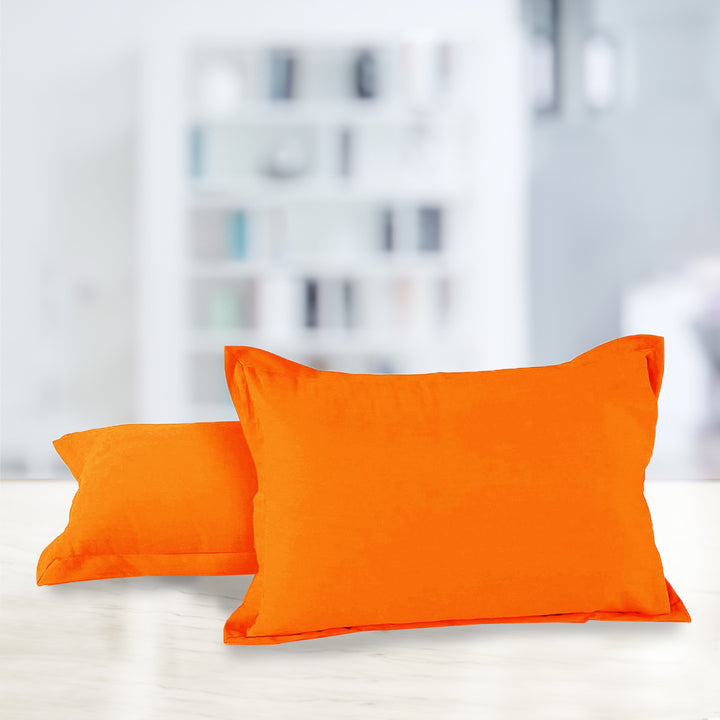 Soft 210 TC Plain Cotton Pillow Cover Set In Orange Online In India(2 Pcs)