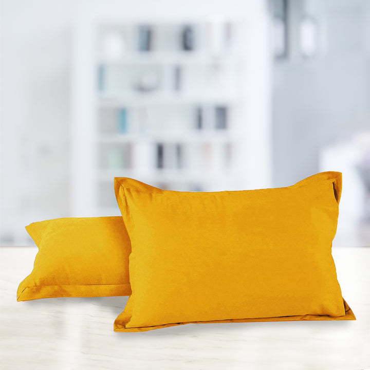 Soft 210 TC Plain Cotton Pillow Cover Set In Mustard Online In India(2 Pcs)