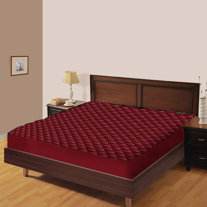 Maroon Premium Fitted Water Proof Mattress Protector online in India