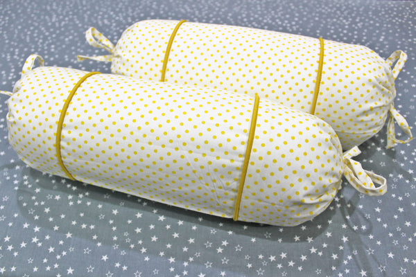 MELANGE 100% Cotton Baby Bolster Cover (with Bolster Insert), Yellow