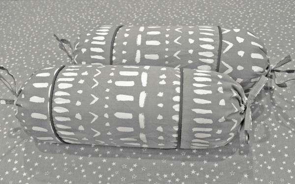 MELANGE 100% Cotton Baby Bolster Cover (with Bolster Insert), Grey