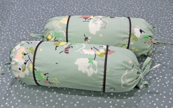 MELANGE 100% Cotton Baby Bolster Cover (with Bolster Insert), Green