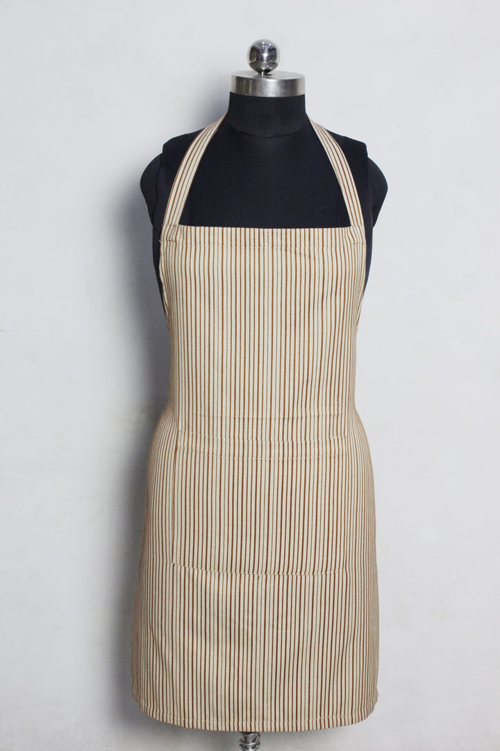 Alpha Brown Stripe Cotton Kitchen Apron(1 Pc) online in India 