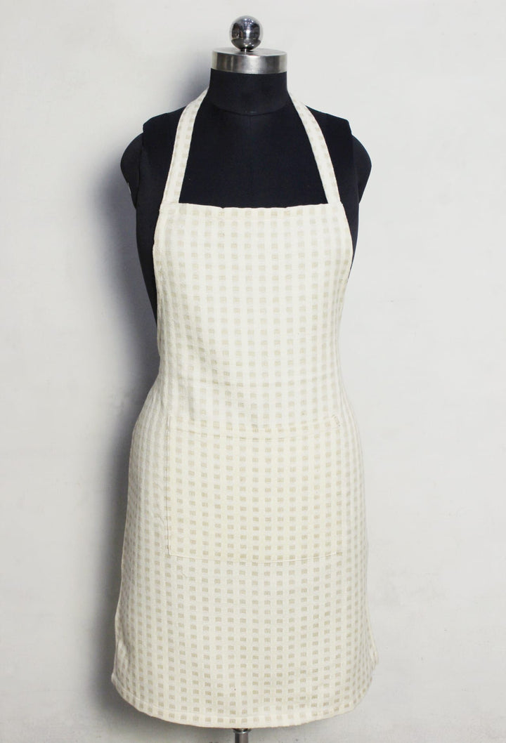 Alpha Cream Check Cotton Kitchen Apron(1 Pc) online in India