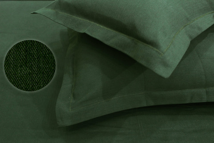 Soft Mercerized Cotton Texture Weave Cotton Fitted Bedsheet In Bottle Green