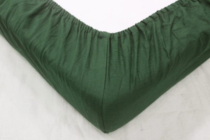 Soft Mercerized Cotton Texture Weave Cotton Fitted Bedsheet In Bottle Green