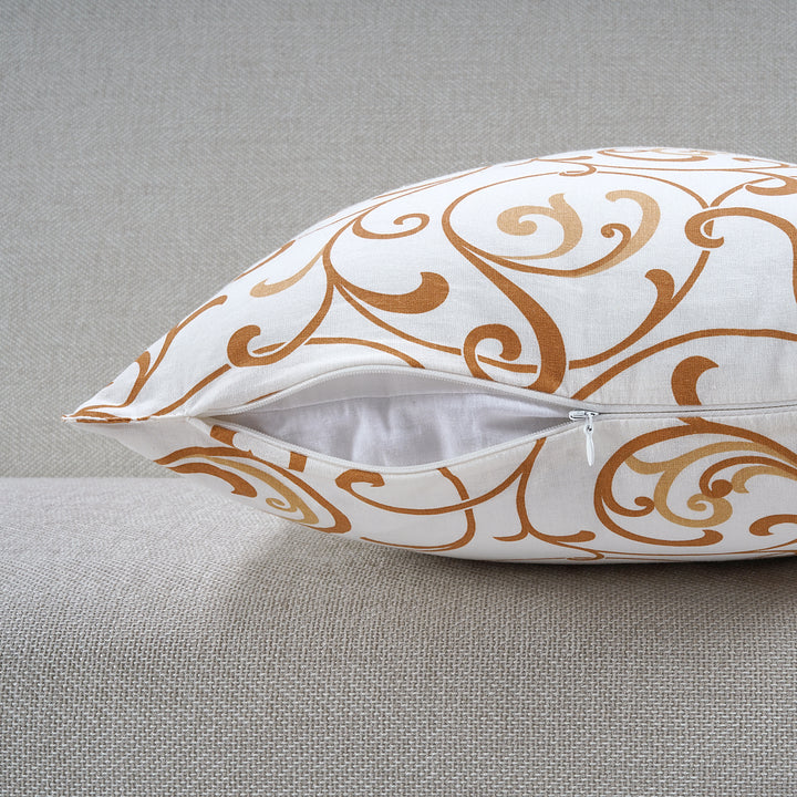 Soft Floral print Mustard Cotton Cushion Cover Set online in India