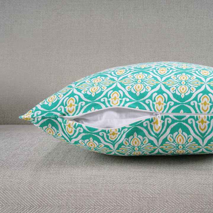 Soft Ikat print Aqua Cotton Cushion Cover Set online in India