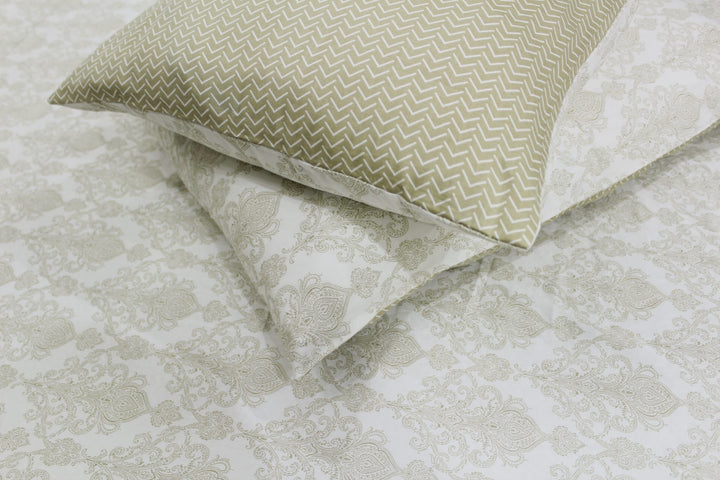 Soft Cotton Printed 250 TC Motif Fitted Bedsheet In Beige At Best Prices