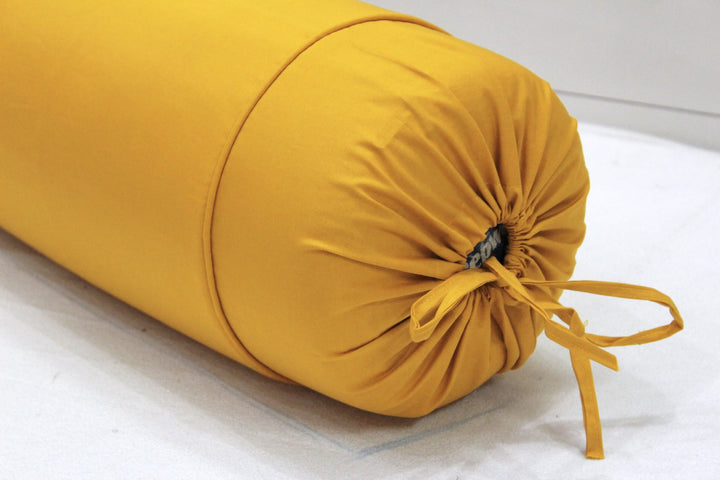 Comfortable Plain Cotton Bolster Cover Set 2pcs in Mustard online
