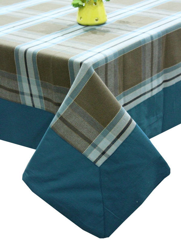 Alpha Brown Woven Cotton Check Table Cover(1 Pc) online in India