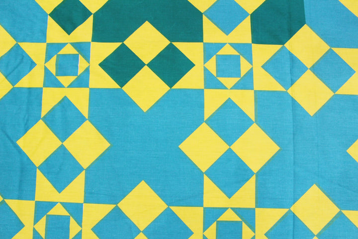 Soft Cotton Geometrical Print 250 TC Cotton Fitted Bedsheet In Yellow At Best Prices