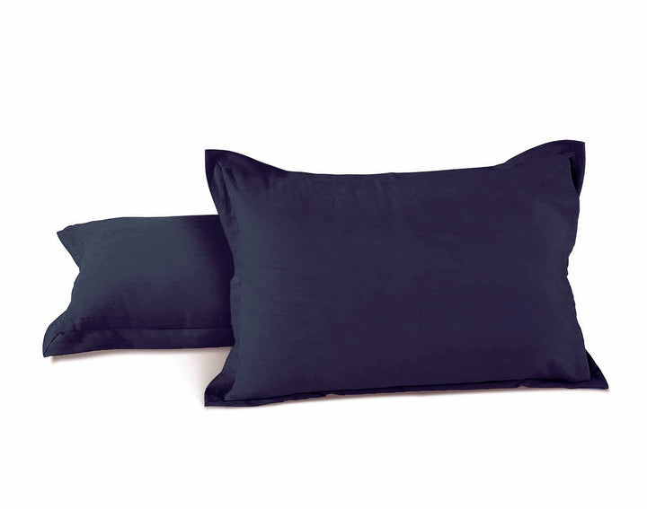 Soft 210 TC Plain Cotton Pillow Cover Set In Navy Blue Online In India(2 Pcs)