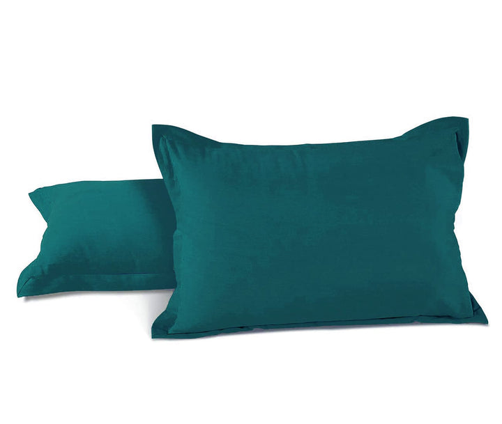 Soft 210 TC Plain Cotton Pillow Cover Set In Peacock Blue Online In India(2 Pcs)