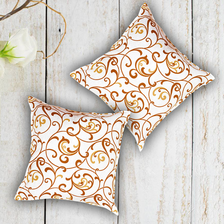 Soft Floral print Mustard Cotton Cushion Cover Set online in India