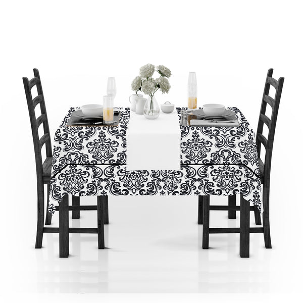 Prism Black Printed Cotton Damask Table Cover(1 Pc) online in India