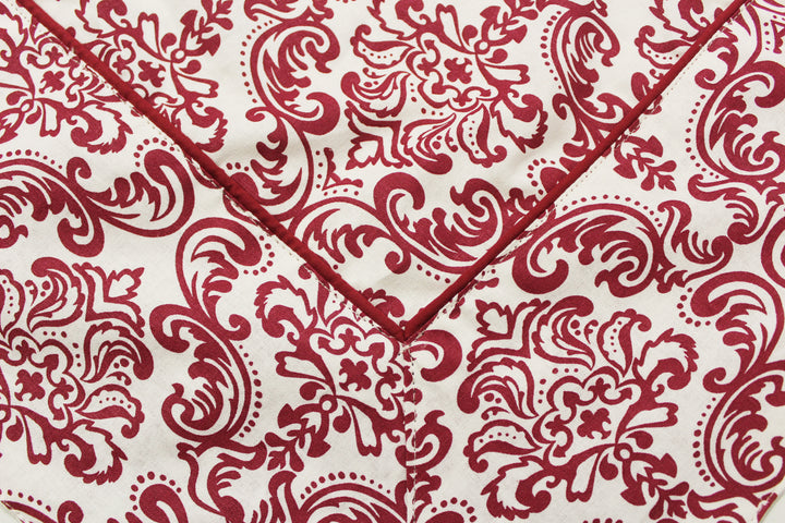 Prism Maroon Printed Cotton Damask Table Cover(1 Pc) online in India