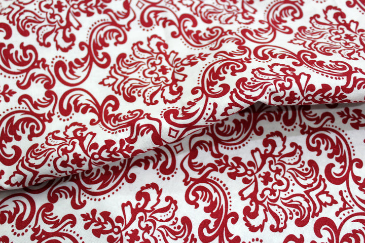 Prism Maroon Printed Cotton Damask Table Cover(1 Pc) online in India