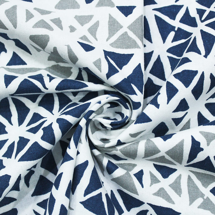 Soft Blue 144 TC Geometrical Print Cotton Fabric(231 cms) online in India