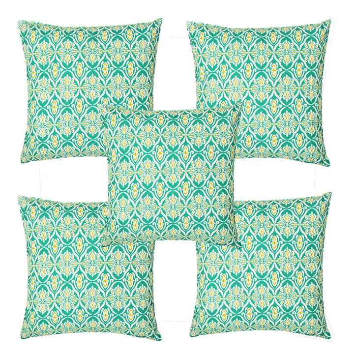 Soft Ikat print Aqua Cotton Cushion Cover Set online in India