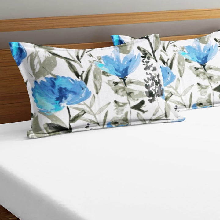 Soft Floral Print Pillow Cover Set In Blue Online At Best prices(2 Pcs)