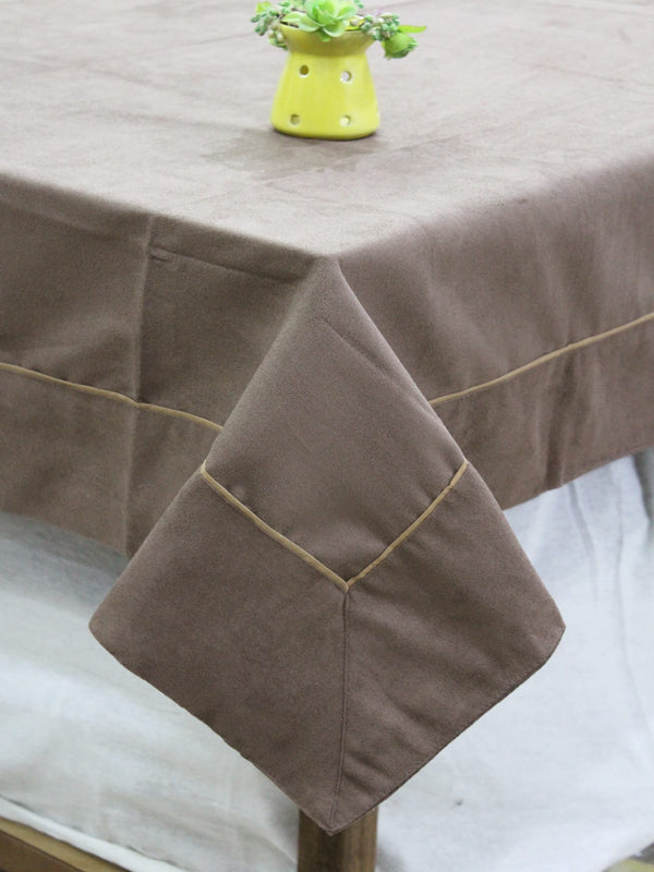 SUEDE Plain Microfibre 1 Pc Table Cloth - STORM BROWN